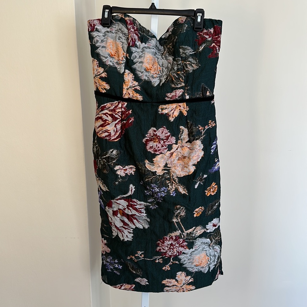 Marchesa Notte Strapless Floral Midi Dress size 12 - Picture 5 of 9